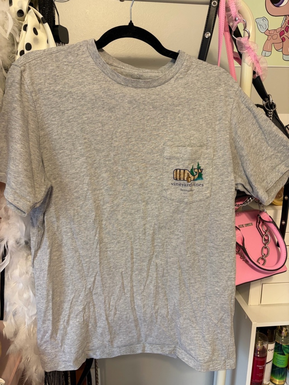 Vineyard Vines Light Gray Short Sleeve Tee with Navy Logo